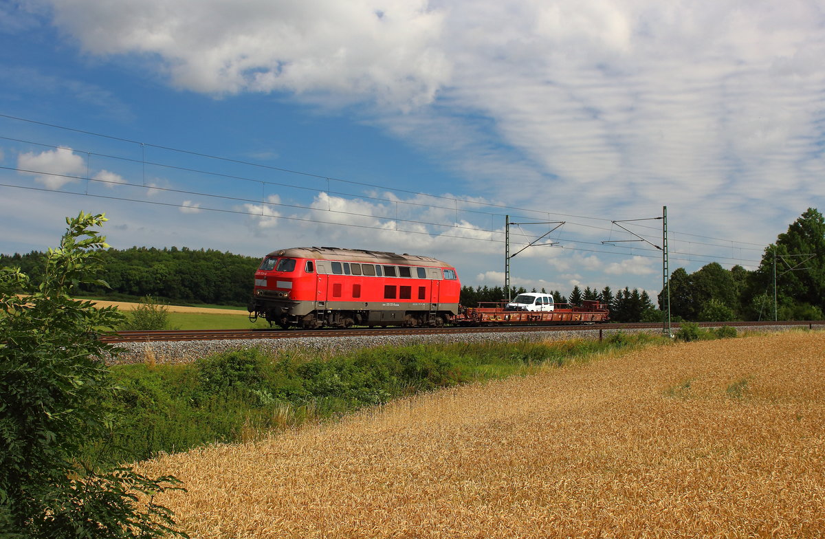 DB 225 133-8 mit Rolaschadwagen von Ostrau nach Nürnberg als Bauz 79664. Aufgeommen am 16.07.2017 in Ruppertsgrün/Pöhl