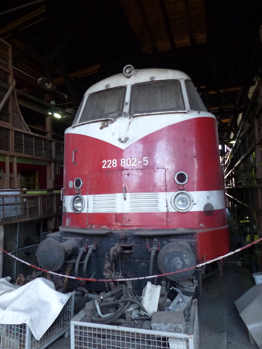 DB 228 802-5 am 22.04.2019 beim Osterfest im DB Museum Halle (S).