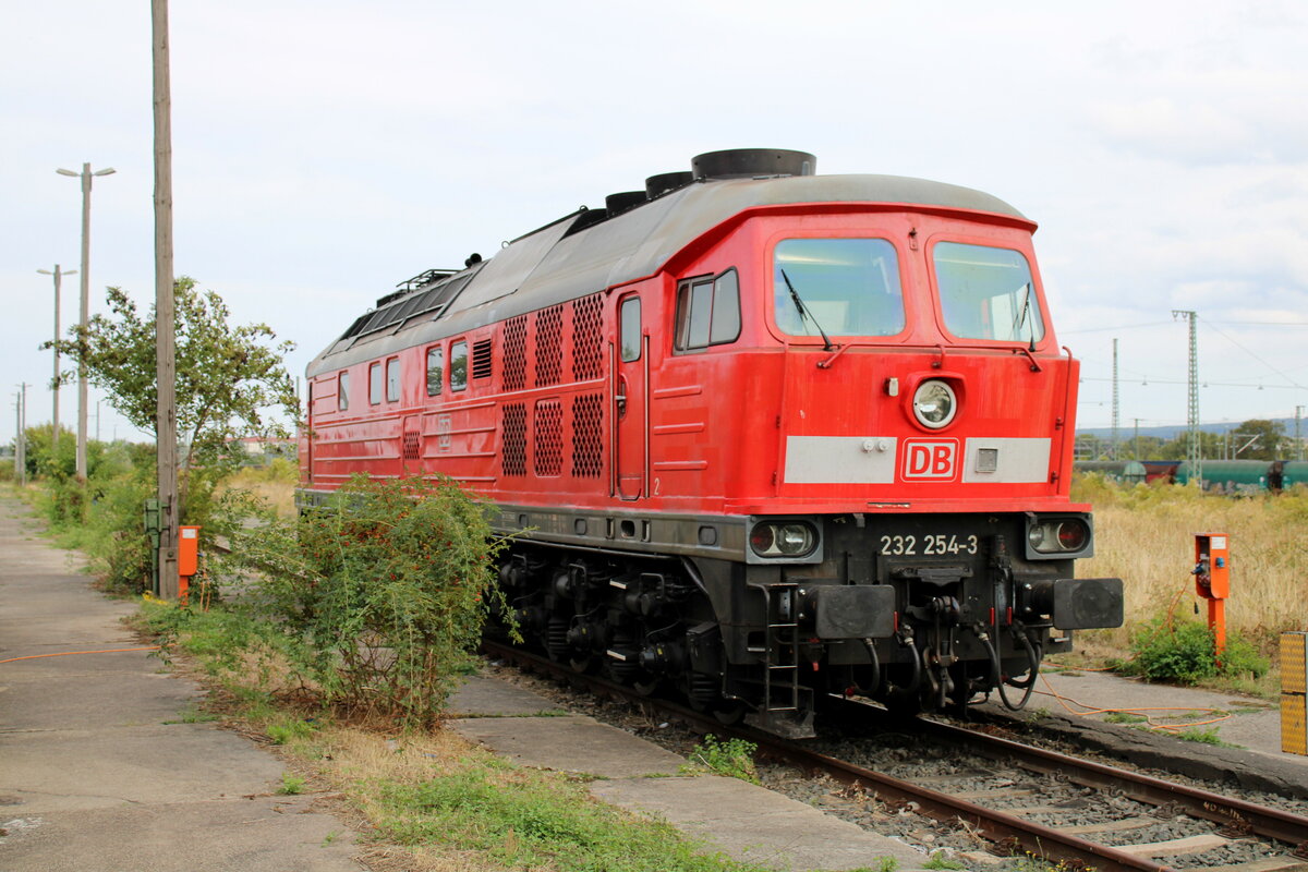 DB 232 254-3 am 12.09.2022 in Erfurt Gbf. Von einem ffentlichen Weg aus fotografiert.