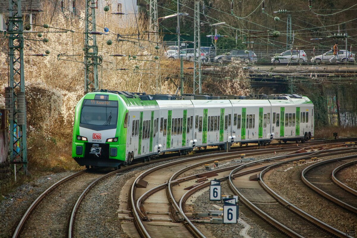 DB 3429 022 als S9 in Wuppertal, Januar 2022.