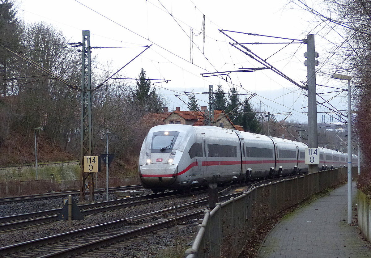 DB 412 019 als ICE 595 von Berlin Gesundbrunnen nach München Hbf, am 04.01.2020 in Erfurt-Bischleben.