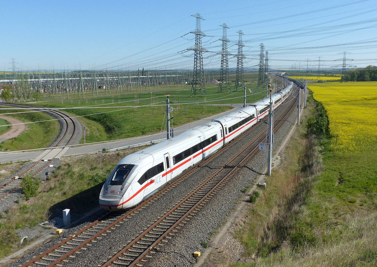 DB 412 022 als ICE 595 von Berlin Gesundbrunnen nach München Hbf, am 06.05.2020 bei Vieselbach.