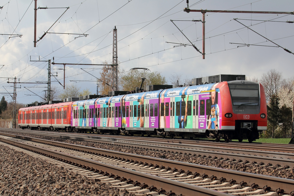 DB 424 006-5 als S1 nach Minden in Dedensen-Gümmer 13.4.2021