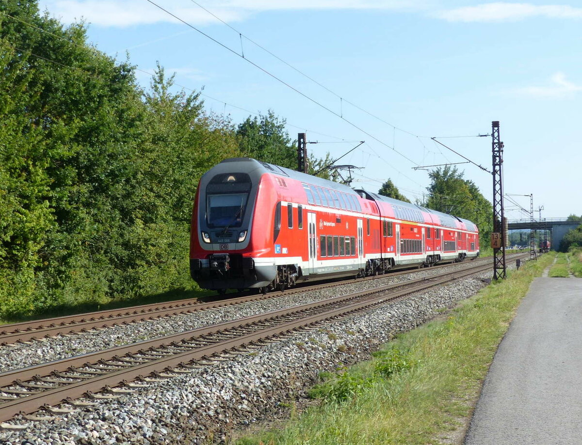 DB 445 066 als RE 4624 von Bamberg nach Frankfurt (M) Hbf, am 25.08.2021 in Thüngersheim.