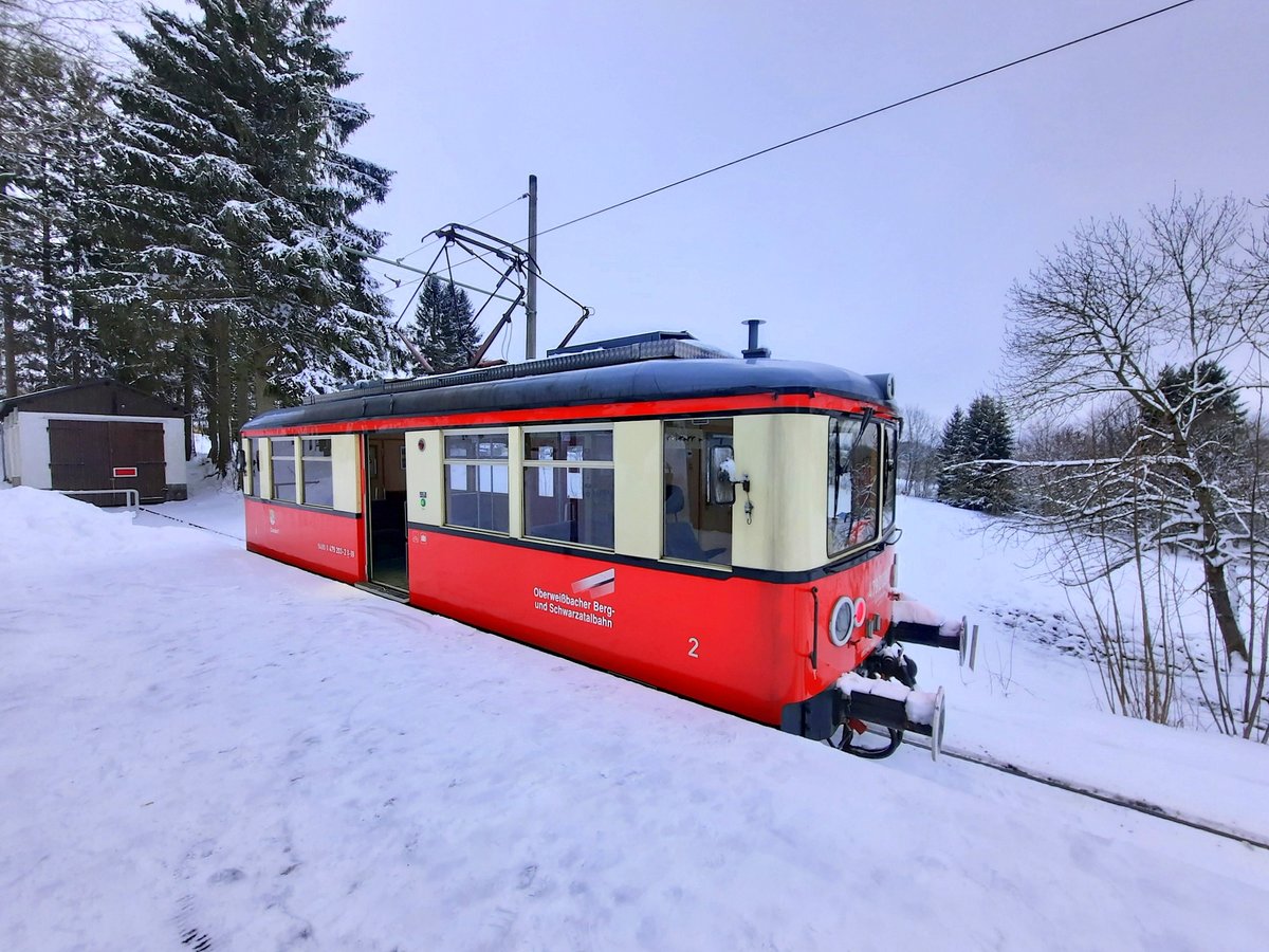 DB 479 203-2 als RB 29945 nach Lichtenhain (a d Bergbahn), am 27.01.2021 in Cursdorf.