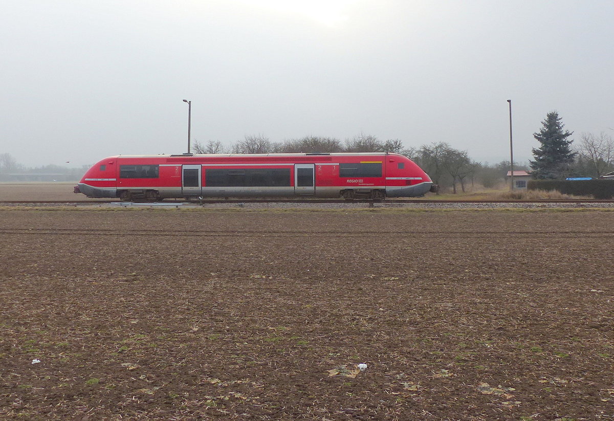 DB 641 022 als RB 16290 von Erfurt Hbf nach Leinefelde, am 11.02.2017 in Kühnhausen.