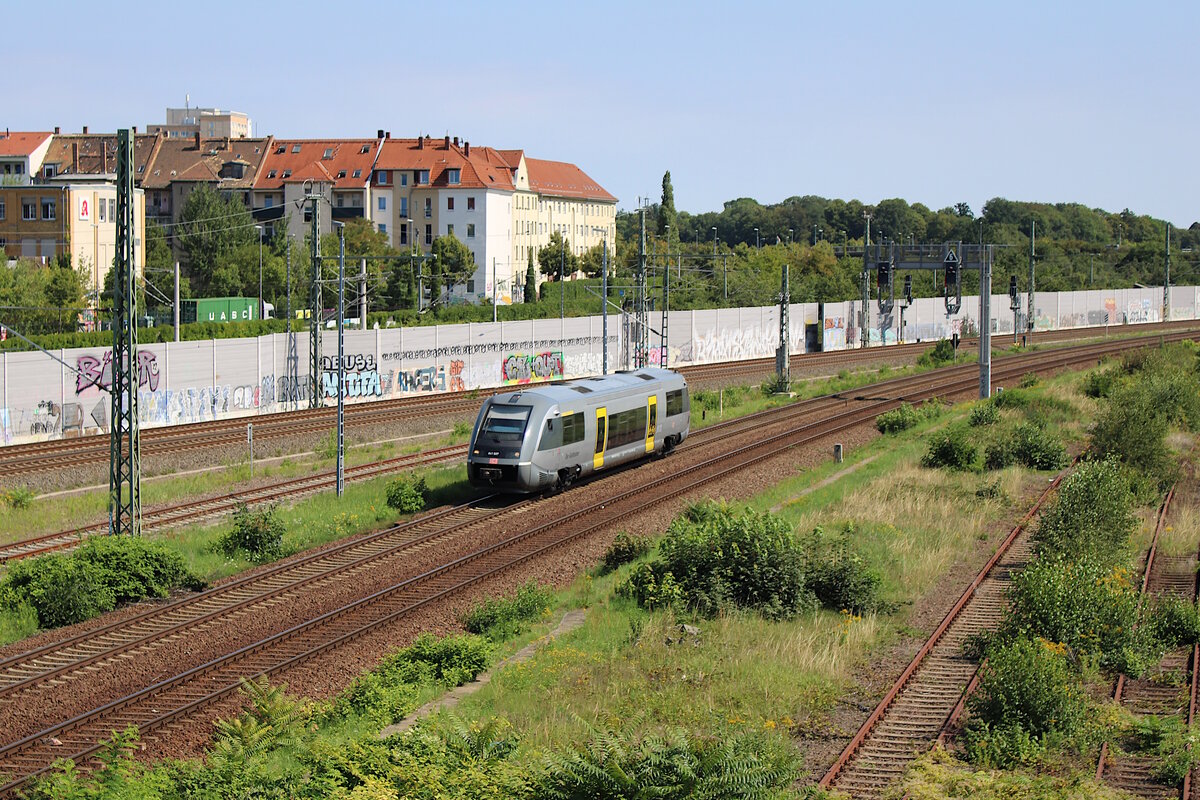 DB 641 027 rollt als RB113 von Geithain kommend durch Leipzig-Volkmarsdorf und erreicht in Kürze sein Ziel Leipzig Hbf. (21.08.2023)