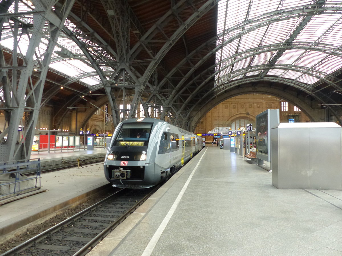 DB 641 034 + 641 032 als RB 16679 nach Geithain, am 28.01.2018 in Leipzig Hbf.