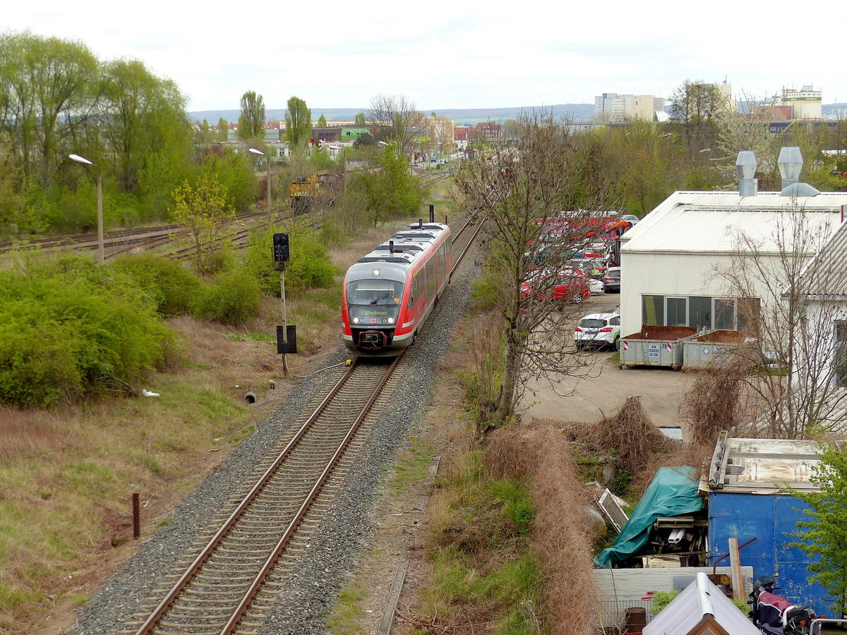 DB 642 521 als RE 16576 von Erfurt Hbf nach Nordhausen, am 11.04.2017 in Erfurt Nord.