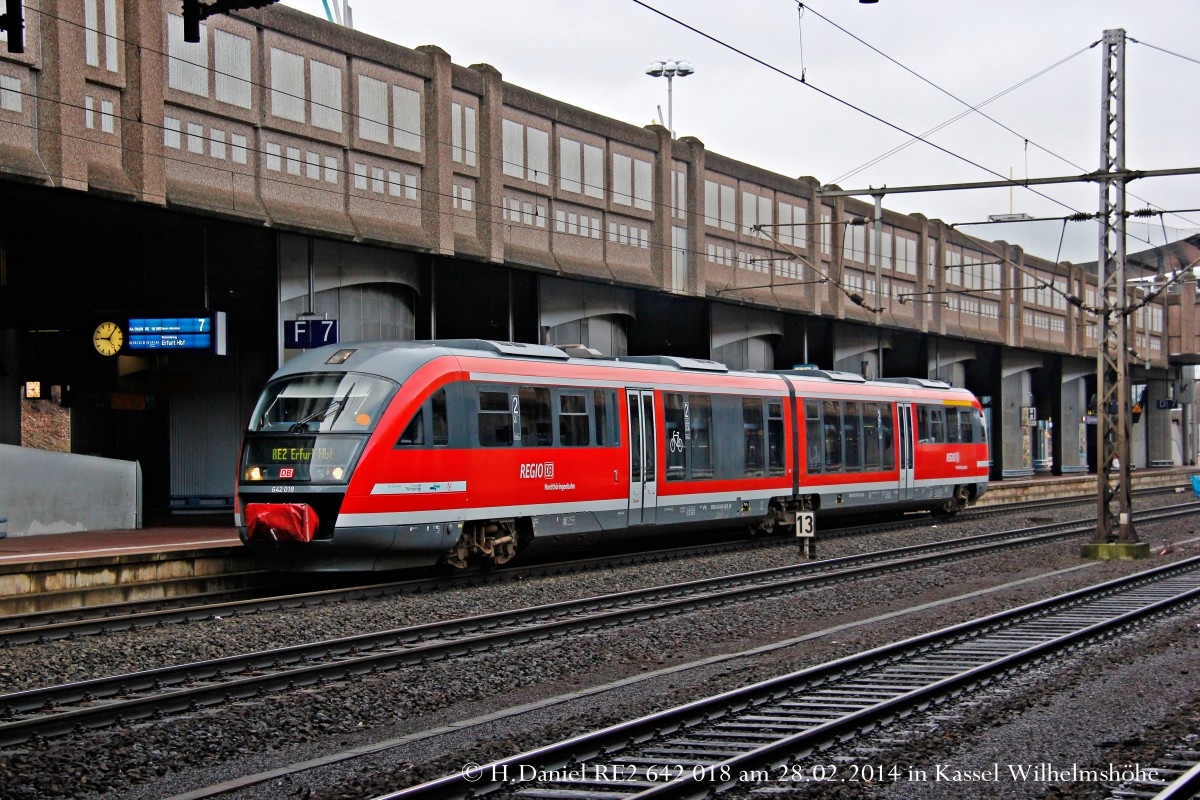 DB 648 018 mit RE2 in Kassel-Wilhelmsh�he, Februar 2014.