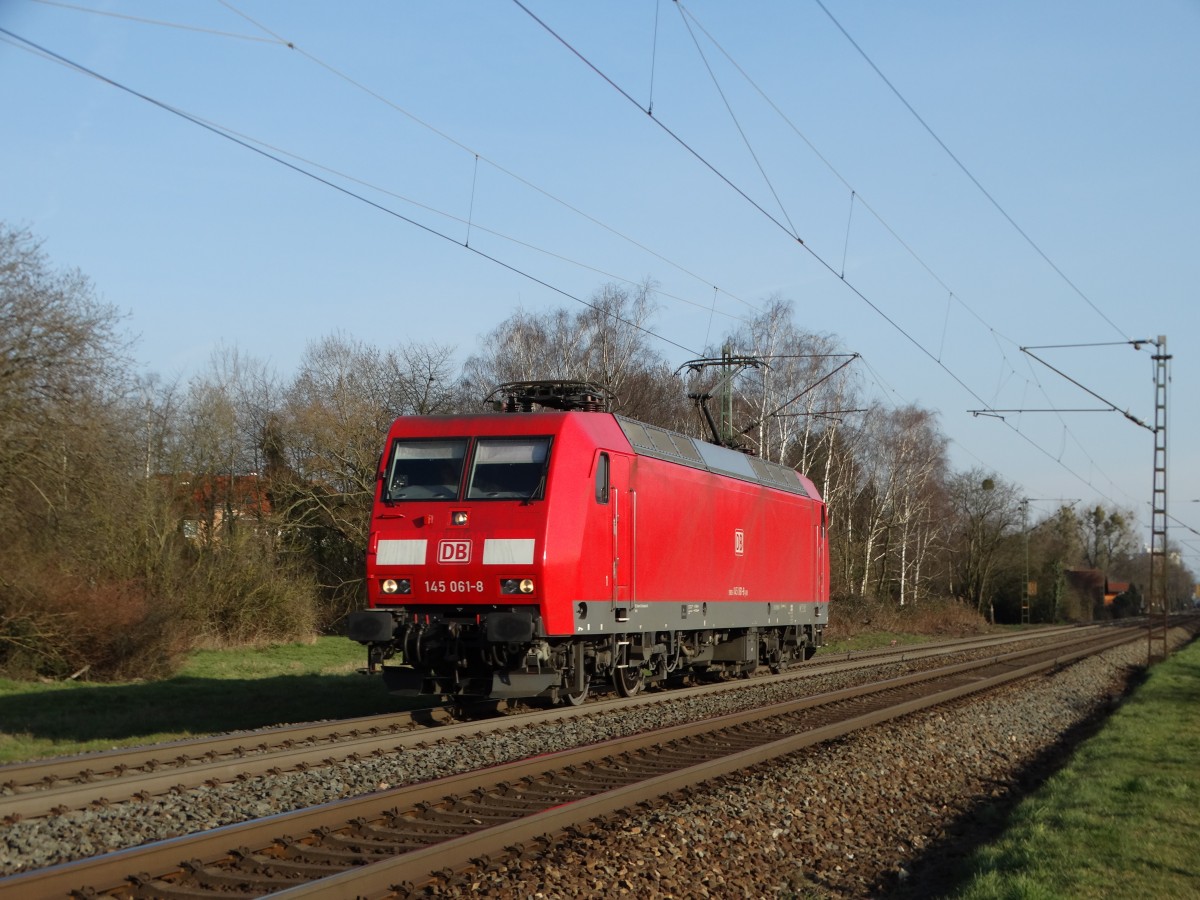 DB Cargo 145 061-8 als Lz Überführungsfahrt am 14.03.16 bei Hanau West auf der KBS 640