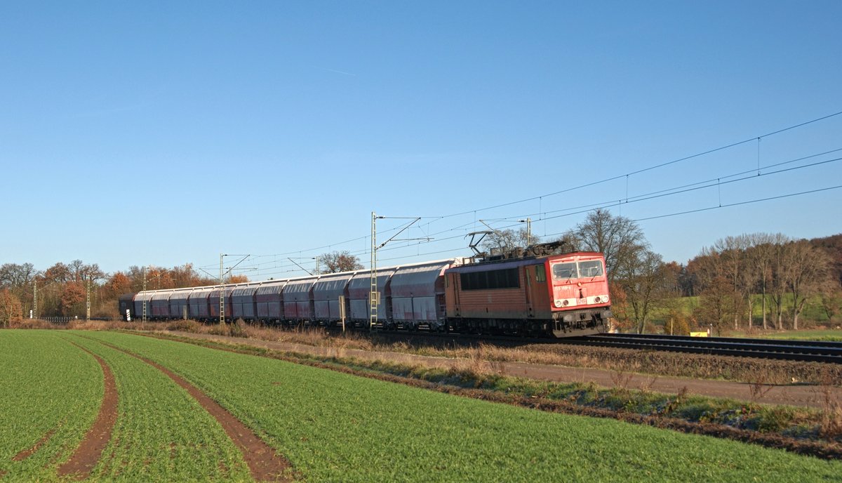 DB Cargo 155 108 mit Kalkzug Bremen Stahlwerke - Horlecke (Vehrte, 28.11.16).