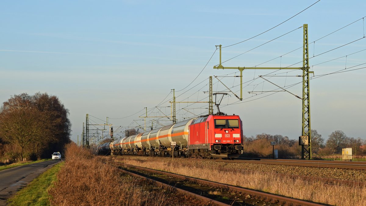 DB Cargo 185 298 mit GG 60173 Großenkneten - Ludwigshafen BASF Gbf (Diepholz, 21.01.2020).