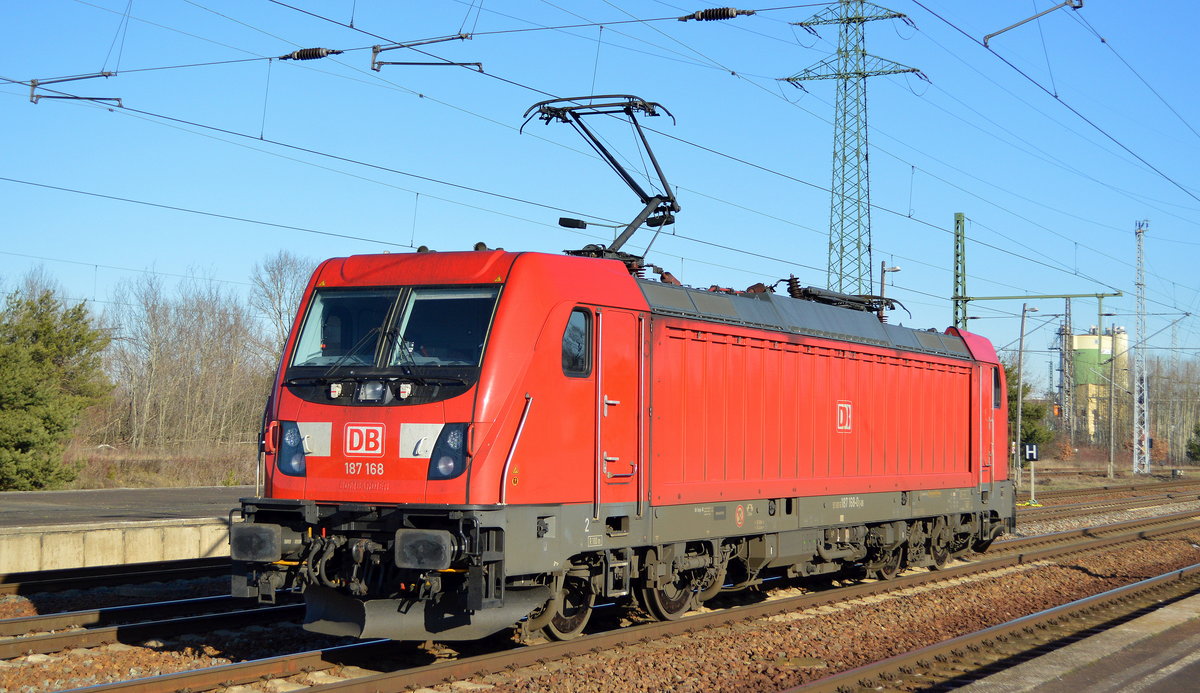 DB Cargo AG [D] mit  187 168  [NVR-Nummer: 91 80 6187 168-0 D-DB] am 21.01.20 Bf. Flughafen Berlin Schönefeld.