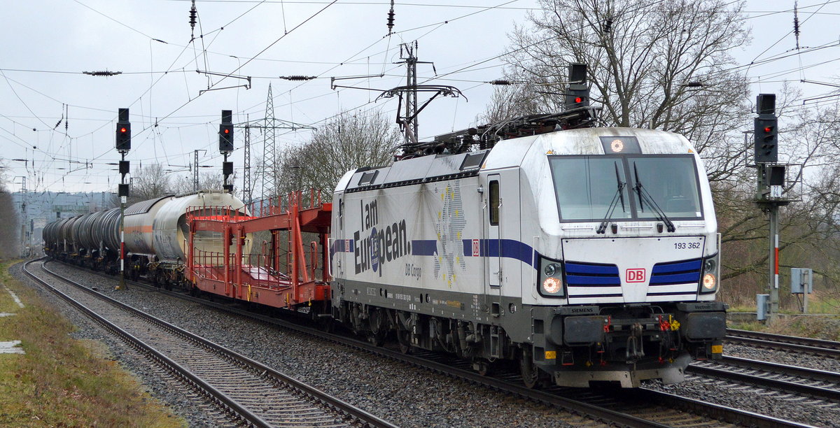 DB Cargo AG [D] mit  193 362  [NVR-Nummer: 91 80 6193 362-1 D-DB] und gemischtem Güterzug am 03.03.20 Bf. Saarmund.