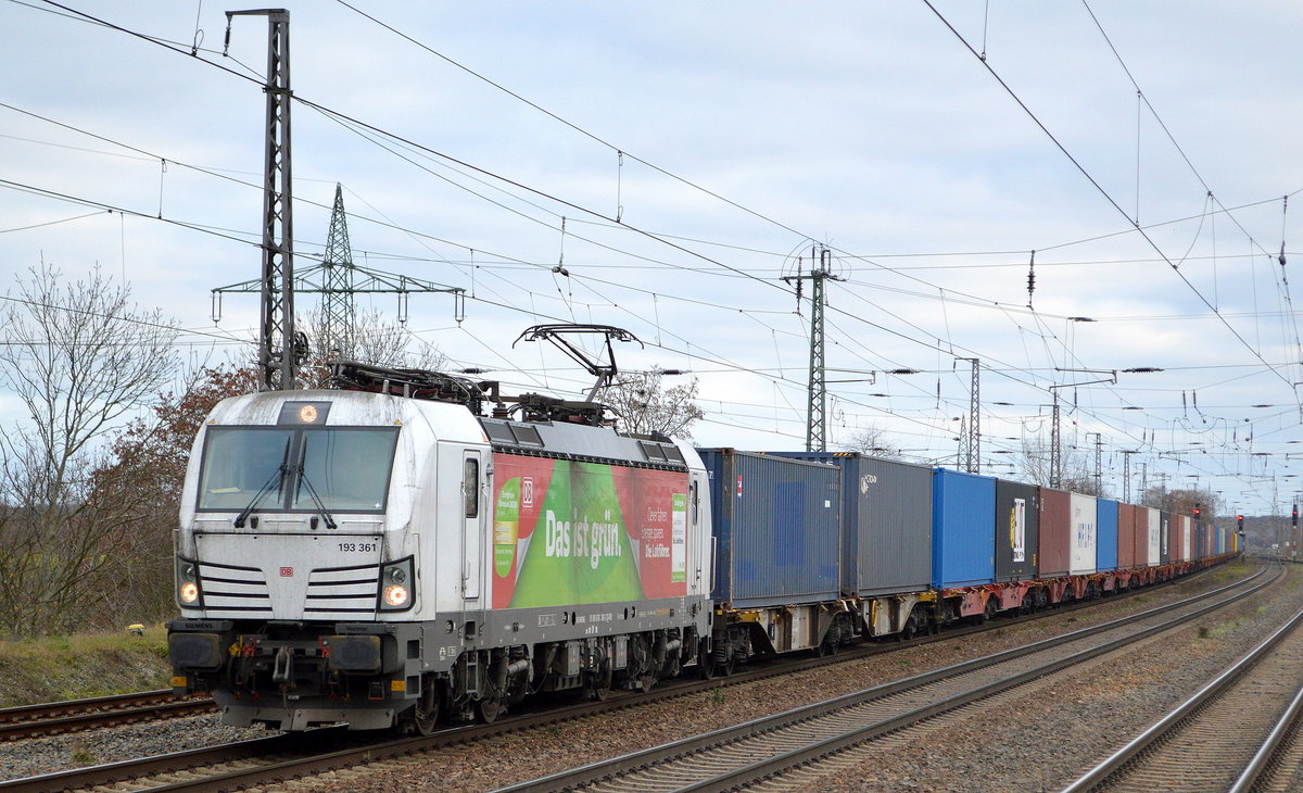 DB Cargo AG [D] mit  193 361  [NVR-Nummer: 91 80 6193 361-3 D-DB] und Containerzug am 28.11.20 Bf. Saarmund.