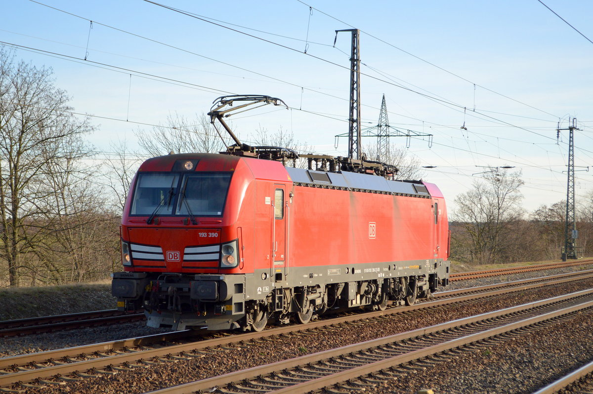 DB Cargo AG [D] mit  193 390  [NVR-Nummer: 91 80 6193 390-2 D-DB] am 21.01.21 Durchfahrt Bf. Saarmund.
