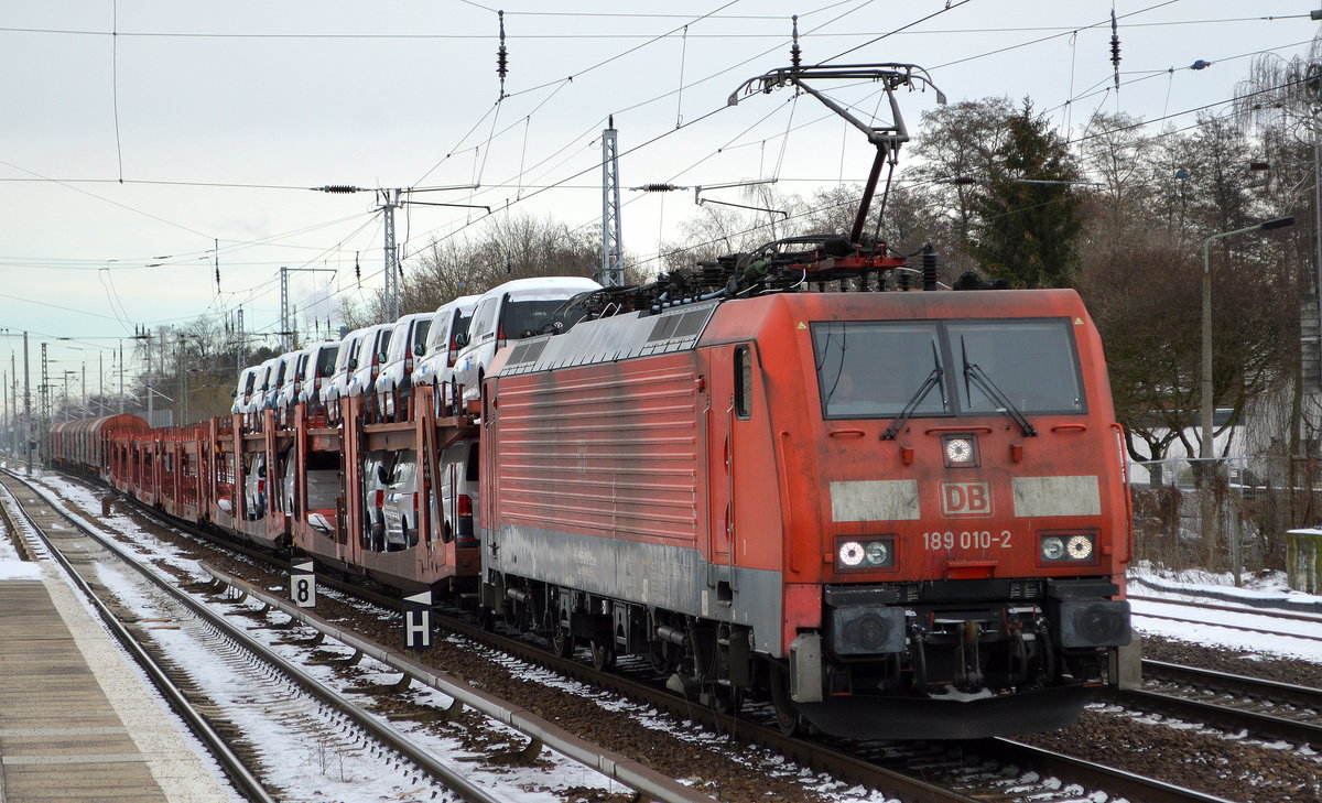 DB Cargo AG [D] mit  189 010-2  [NVR-Nummer: 91 80 6189 010-2 D-DB] und gemischtem Güterzug Richtung Rbf. Seddin am 15.02.21 Berlin Hirschgarten.