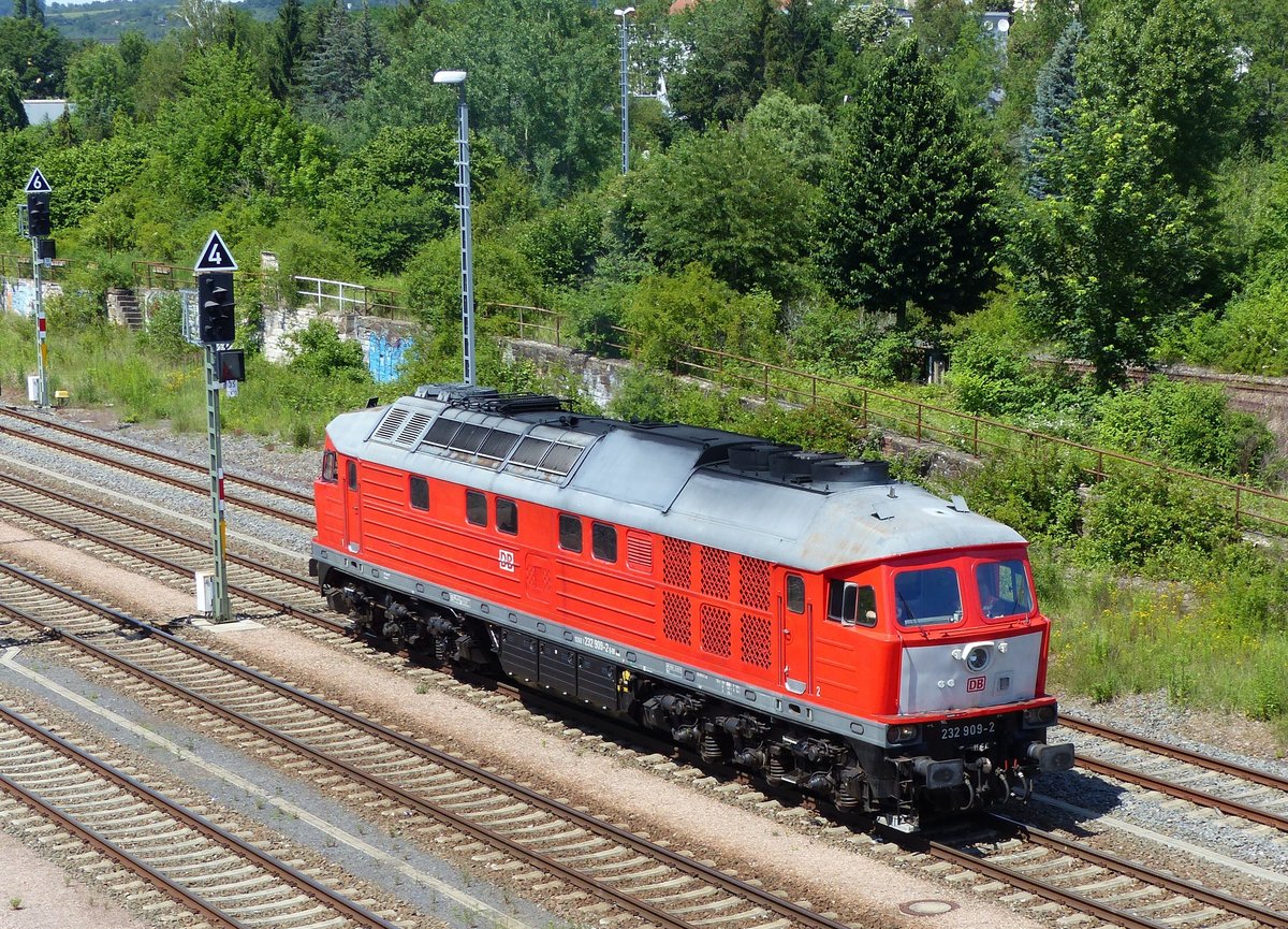 DB Cargo Ludmilla, 232 909-2 ( 9280 1232 909-2 D-DB ) beim Umsetzen in Gera am 24.6.2020