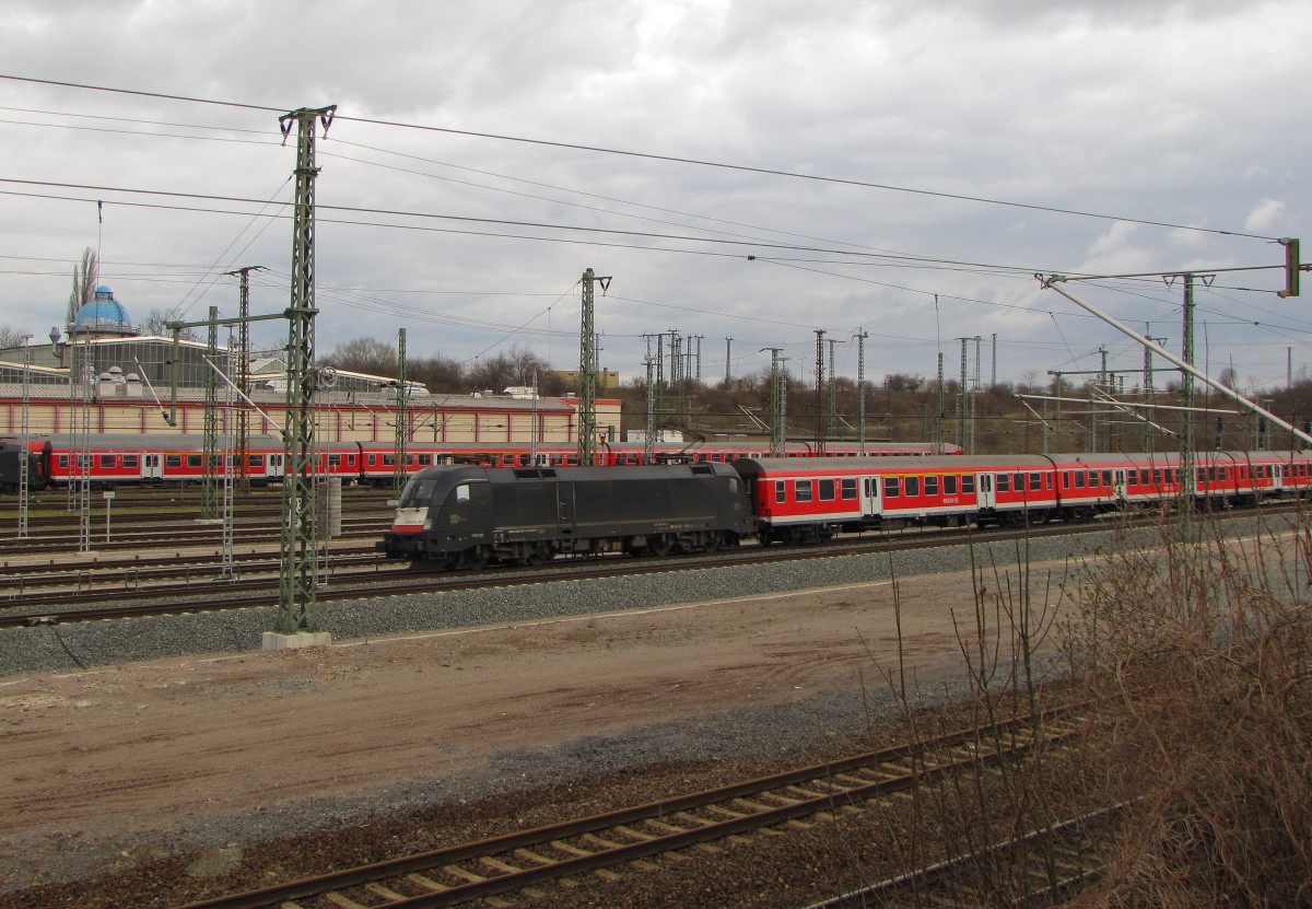 DB ES 63 U2 xxx mit der RB 94268 von Weimar nach Eisenach, am 29.03.2015 am DB Werk Erfurt.