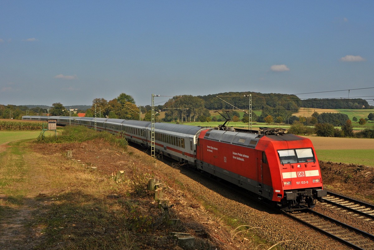 DB Fernverkehr 101 103 mit IC 2311 Westerland (Sylt) - Stuttgart Hbf (Vehrte, 03.10.14).