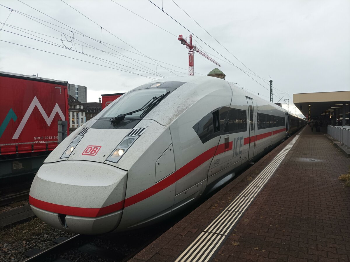 DB Fernverkehr 412 080 als ICE 73 Basel SBB am 20.10.23 in Basel Badischer Bahnhof 