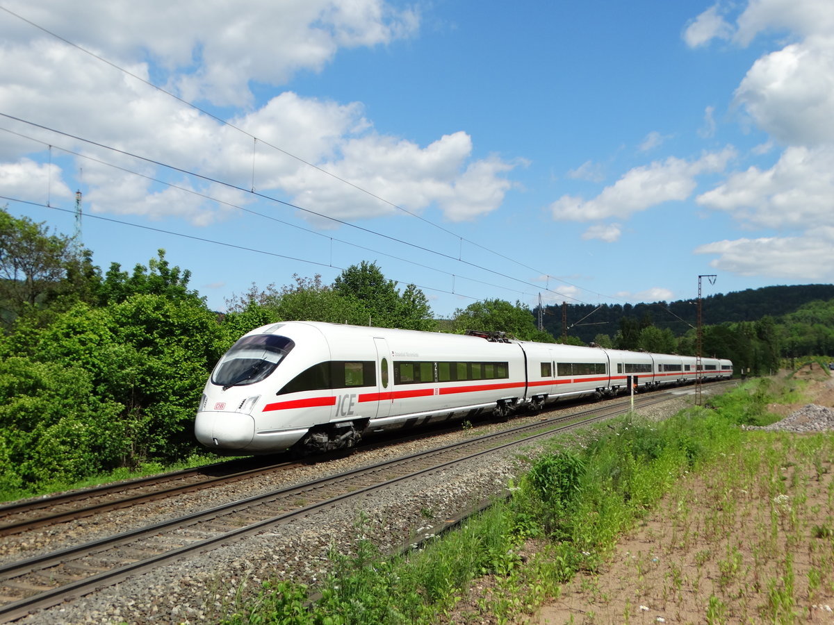 DB Fernverkehr ICE T (411 xxx) auf der Spessartrampe am 25.05.17. Das Foto wurde von einen Gehweg aus fotografiert