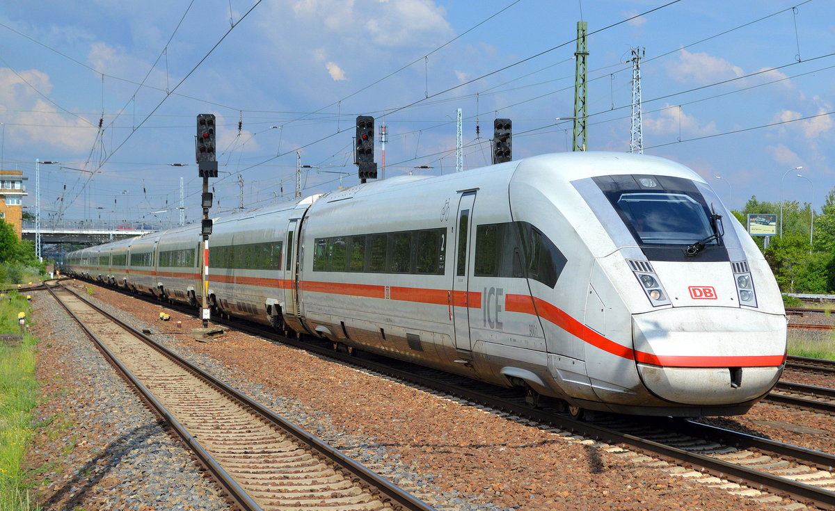 DB Fernverkehr mit dem ICE 4 Tz 9001  412 001 ....  am 21.05.19 Durchfahrt Bf. Flughafen Berlin-Schönefeld.