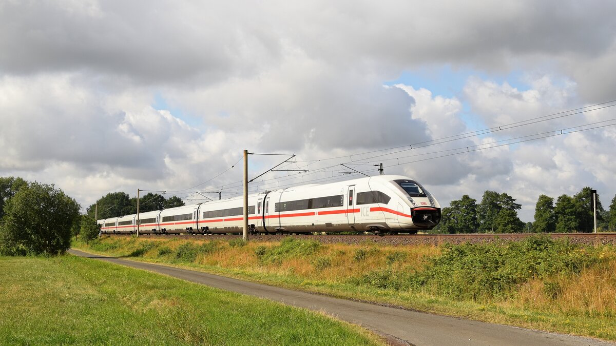 DB Fernverkehr Tz 9464 (412 064) als stark verspäteter ICE 618 München Hbf - Kiel Hbf  (Hüde, 23.07.2022).