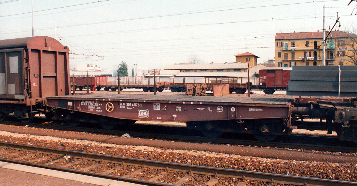 DB Flachwagen Rlmmps in Mailand, März 1995 - Nr 399 4 578