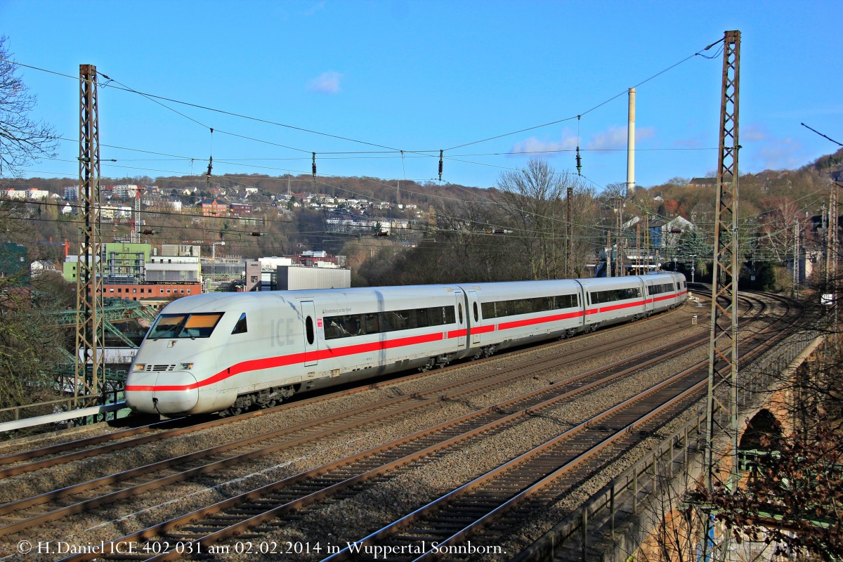 DB ICE 402 031  Brandenburg an der Havel  in Wuppertal, Februar 2014.