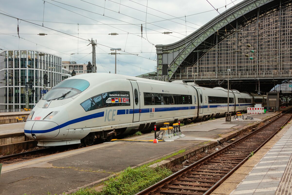 DB ICE 406 001  Abschied BR 406/Afscheid ICE 3M  Europa  in Köln Hbf, April 2025.