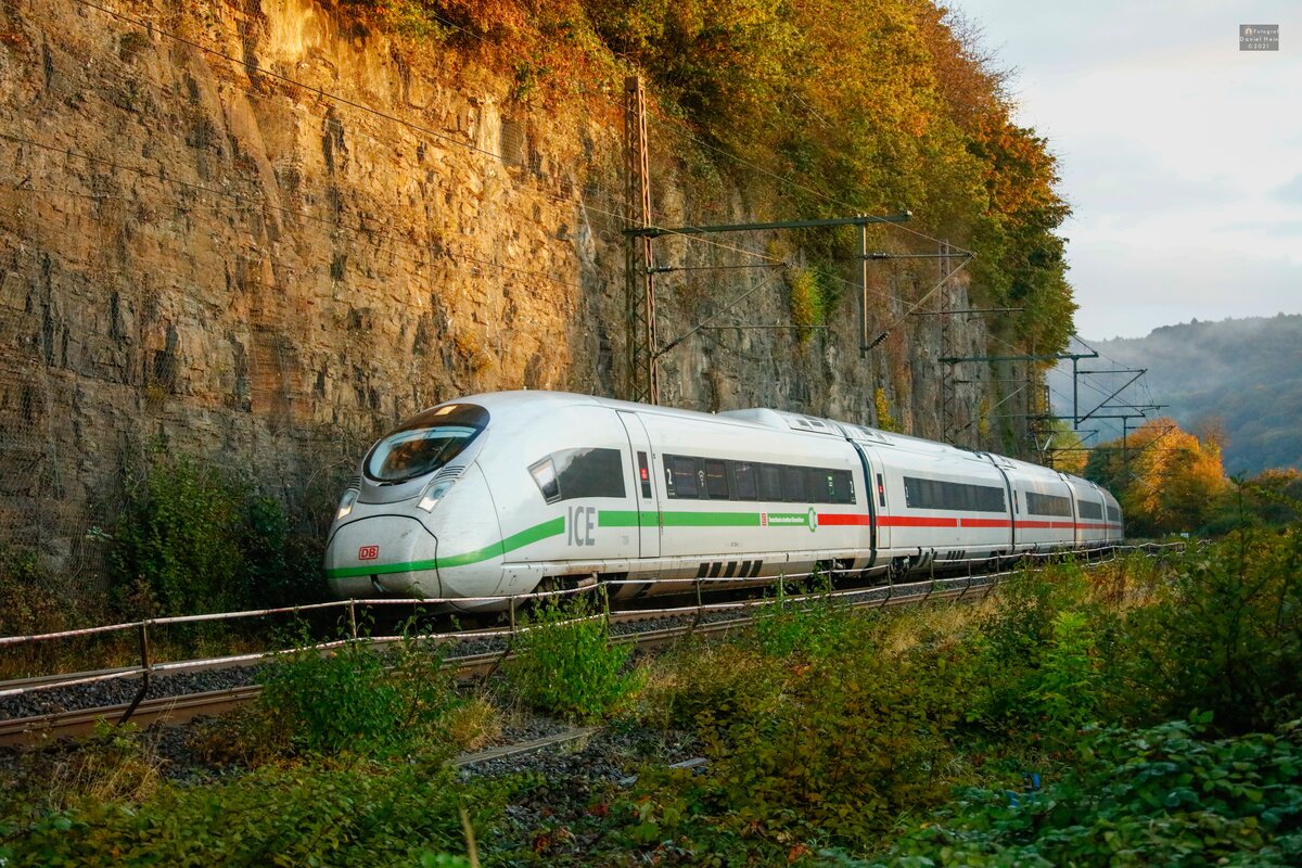 DB ICE 407 509  schnellster Klimaschützer  in Ennepetal, Oktober 2021.