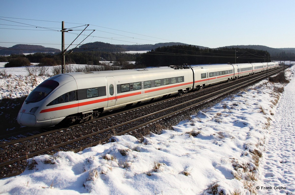 DB ICE-T BR 411, Tz 1161 Andernach (Baujahr 1999, Siemens / Bombardier / Alstom) als ICE 228 Wien Westbf. - Frankfurt (Main) Hbf., KBS 880 Passau - Nürnberg, fotografiert bei Krappenhofen am 19.12.2011