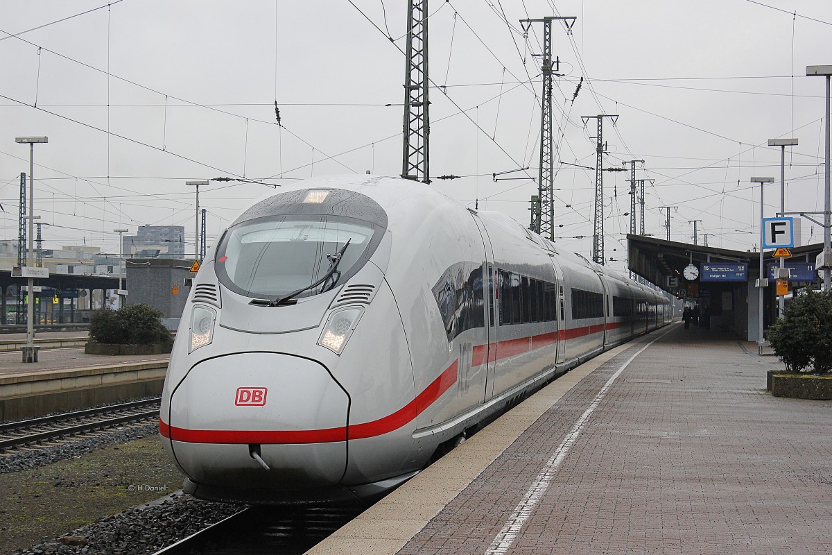DB ICE Velaro D 407 als ICE917 nach Stuttgart Hbf in Dortmund Hbf, Februar 2016.