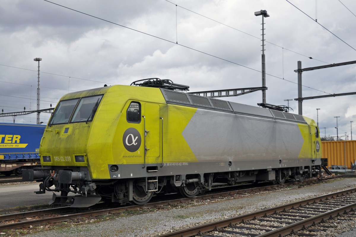 DB Lok 145 103-8 am Güterbahnhof in Muttenz. Die Aufnahme stammt vom 23.03.2014.