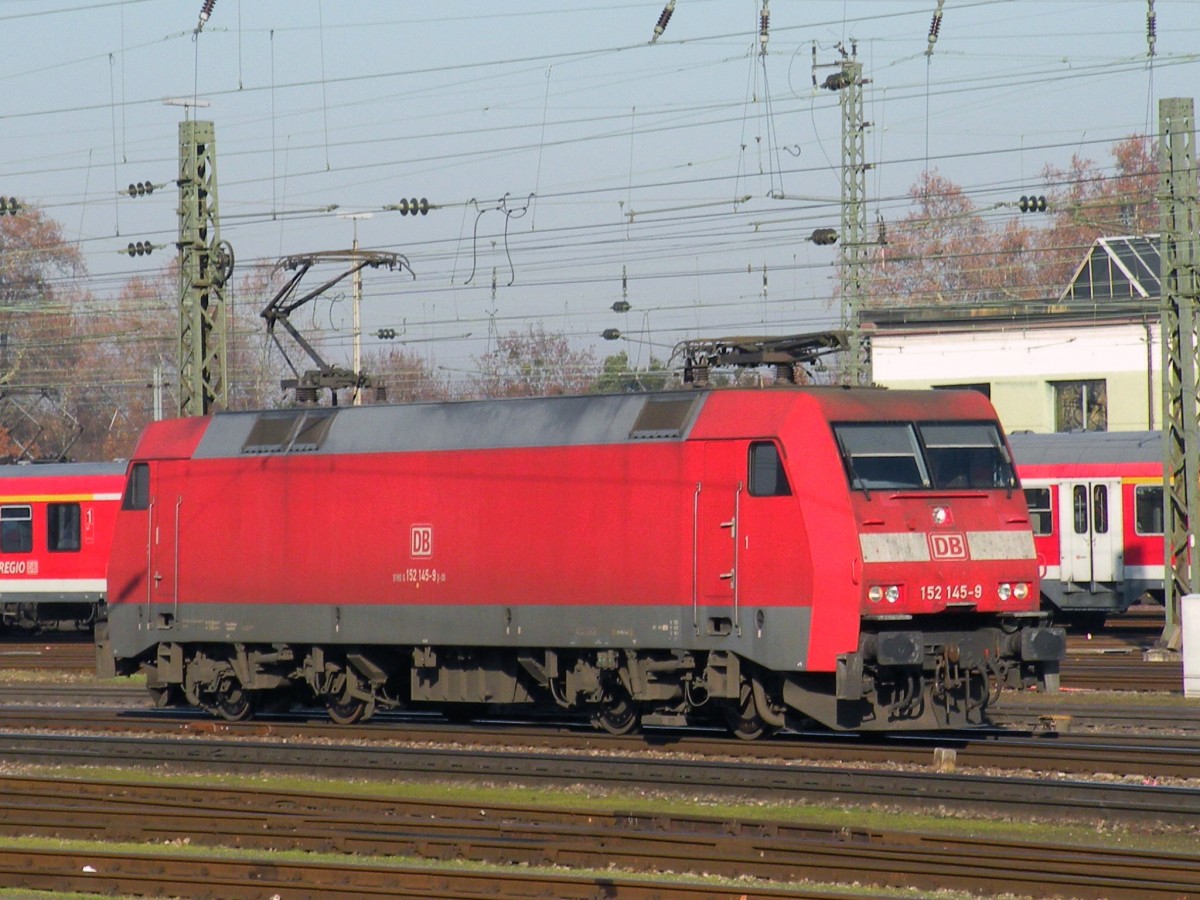 DB Lok 152 145 - 9 am Badischen Bahnhof in Basel. Die Aufnahme stammt vom 10.12.2013.