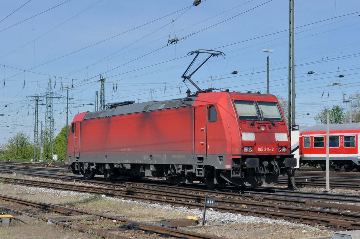DB Lok 185 314-2 beim Badischen Bahnhof. Die Aufnahme stammt vom 10.04.2014.