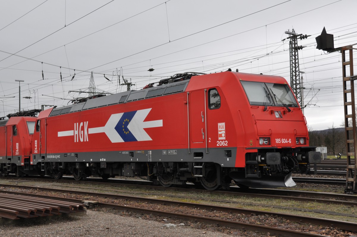 DB Lok 185 604-6 am Badischen Bahnhof in Basel. Die Aufnahme stammt vom 15.02.2014.