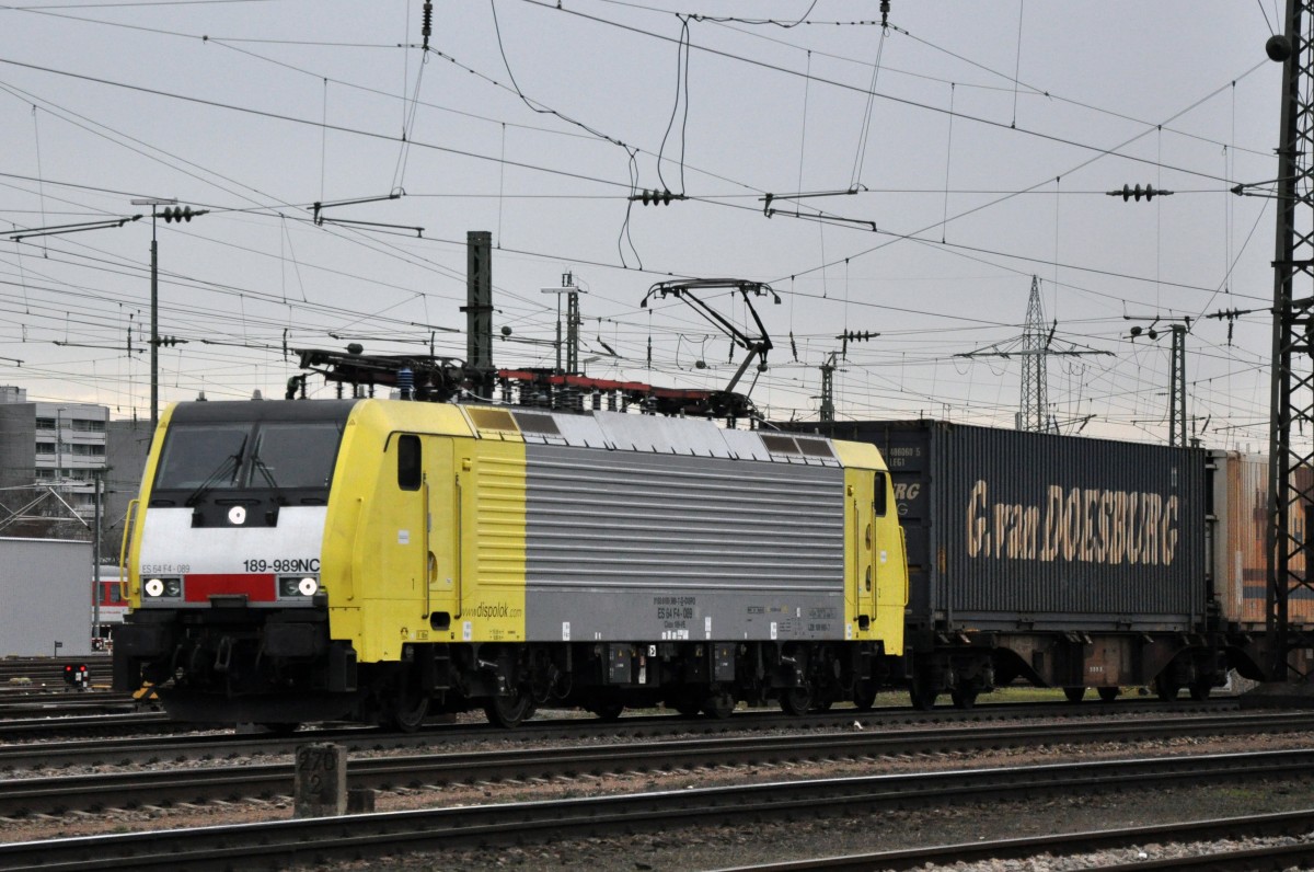 DB Lok 189 989-7 am Badischen Bahnhof in Basel. Die Aufnahme stammt vom 15.01.2014.