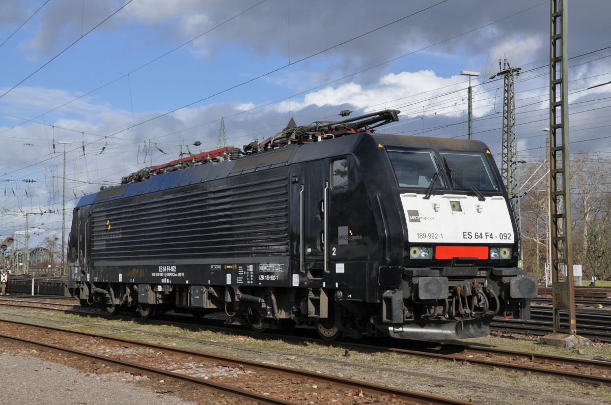 DB Lok 189 992-1 am am Badischen Bahnhof in Basel. Die Aufnahme stammt vom 27.01.2014.