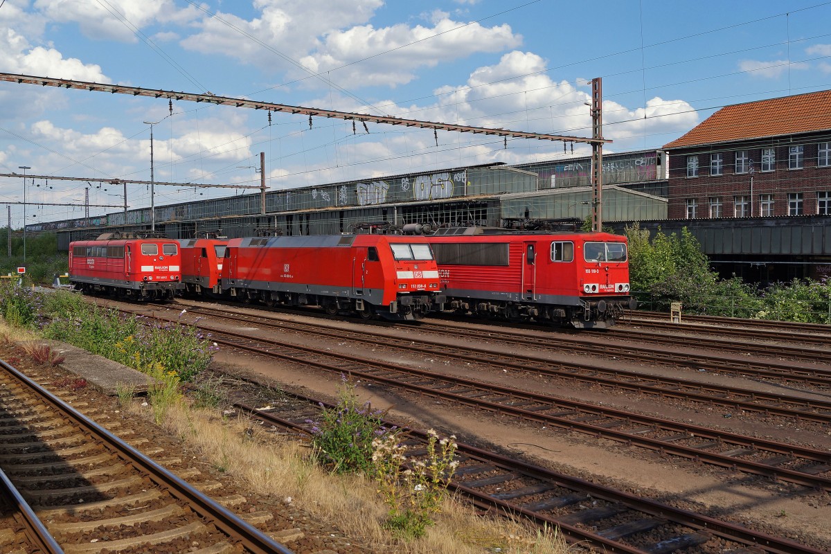 DB-Lokparade: Kleine DB-Lokparade mit DB 151 149-2, 152 038-6 und 155 118-3 in Wanne-Eickel am 4. August 2013.
Foto: Walter Ruetsch