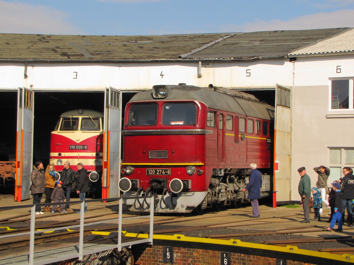 DB Museum 118 005-8 und 120 274-6 am 06.04.2015 im Eisenbahnmuseum Arnstadt.