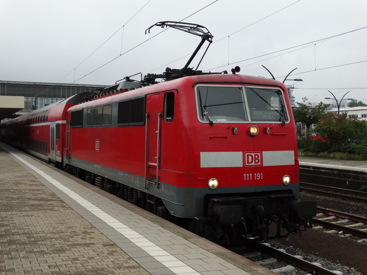 DB Regio 111 191 mit der RB nach Frankfurt am Main am 11.10.14 in Heidelberg Hbf 