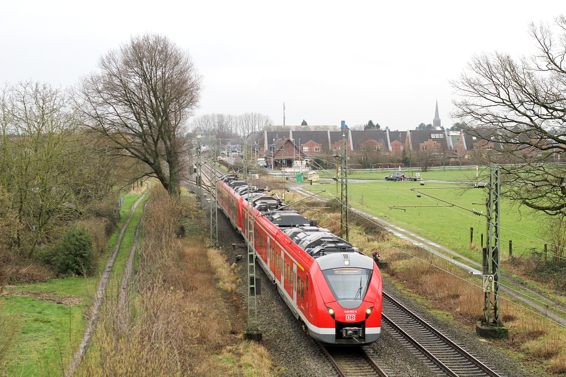 DB Regio 1440 302 + 1440 303 // Korschenbroich (Blick auf den Westkopf des Bahnhofs Kleinenbroich) // 5. Februar 2016