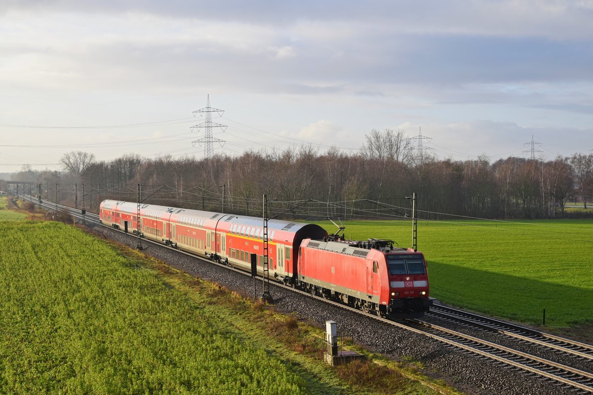 DB Regio 146 101 mit RE 9 (4454) Osnabrück Hbf - Bremen Hbf (Marl, NI, 19.01.2020).