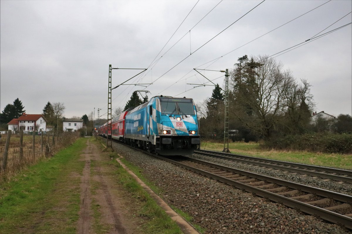 DB Regio 146 246-4 Bahnland Bayern am 10.02.18 in Hanau West als RE55 nach Bamberg