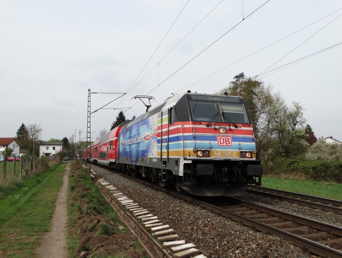 DB Regio 146 247-2 Vernetzt in die Zukunft am 05.04.17 bei Hanau West mit einen RE nach Bamberg