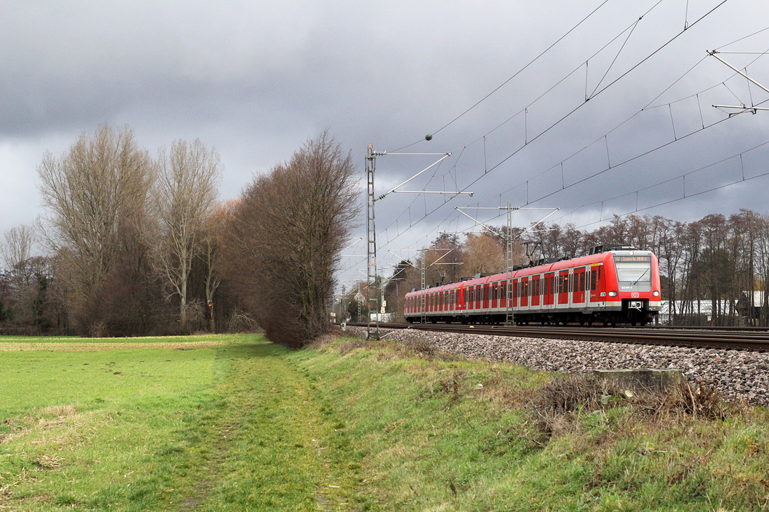 DB Regio 423 387 + 423 444 // Aufgenommen zwischen Darmstadt-Wixhausen und Darmstadt-Arheilgen. // 3. Februar 2016