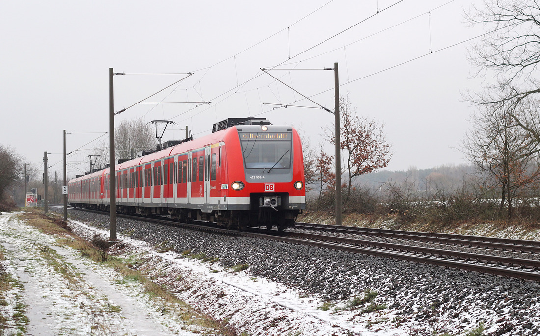 DB Regio 423 436 + 423 404 // Offenbach, südlich des Ortsteils Bieber // 23. Januar 2016